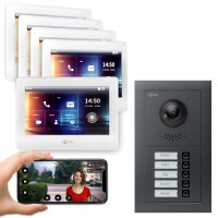 GOLIATH PRO 2-Draht BUS Türsprechanlage | App | 5 Fam | 5x7 Zoll Weiß | Aufputz | 180°