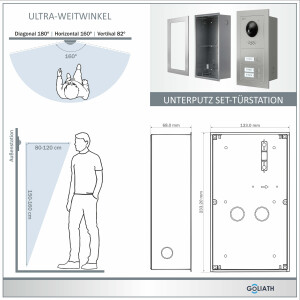 GOLIATH Hybrid IP Video-Türsprechanlage | App | 3-Familienhaus Set | 3x 10 Zoll HD | 180° Kamera