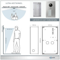 GOLIATH Hybrid IP Video Türsprechanlage | App | 5 Fam | 5 x 10" HD Weiß | Unterputz | 180° Kamera