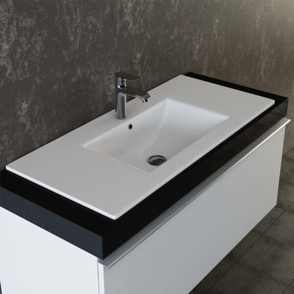 VILSTEIN© Keramik Einbauwaschbecken Einbau Einsatz Waschbecken Becken Handwaschbecken 100cm