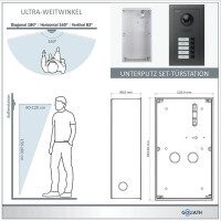 GOLIATH Hybrid IP Video Türsprechanlage | Anthrazit | 5 Fam | 5 x 10" HD Schwarz | Unterputz | 180°