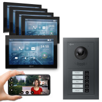 GOLIATH PRO IP Video Türsprechanlage | Anthrazit | 5 Fam | 5 x 10" HD Schwarz | Unterputz | 180°