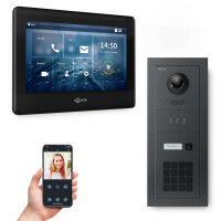 GOLIATH PRO 2-Draht BUS Video Türsprechanlage | Anthrazit | 1 Fam | 7" Schwarz | Keypad | 180°