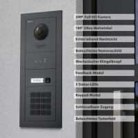 GOLIATH PRO 2-Draht BUS Gegensprechanlage | Anthrazit | 1 Fam | 2x7 " Schwarz | Keypad | 180°