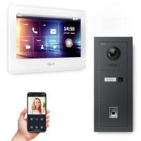 GOLIATH PRO 2-Draht BUS Türsprechanlage | Anthrazit | 1 Fam | 7 Zoll Weiß | Fingerprint | 180°