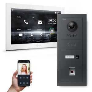 GOLIATH PRO IP Türsprechanlage | Anthrazit | 1-Fam | 10" HD | Fingerprint | 180° | Unterputz